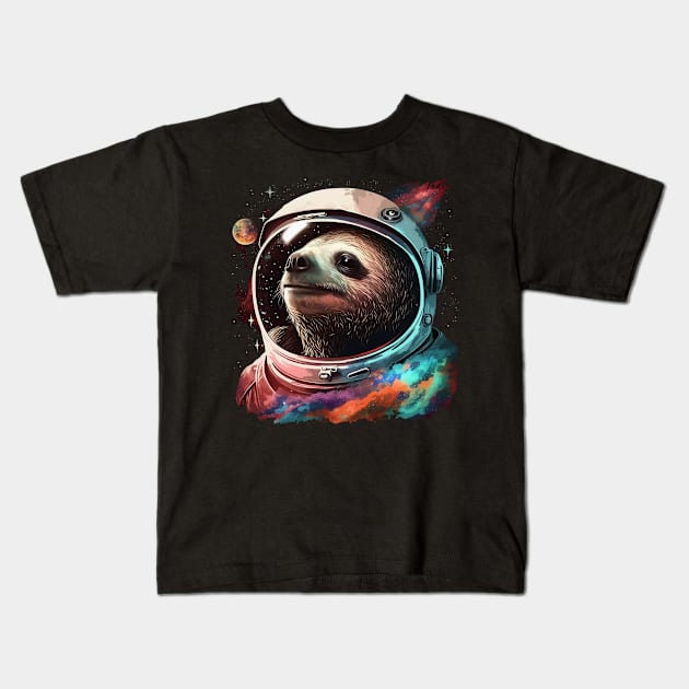 space sloth Kids T-Shirt by a cat cooking